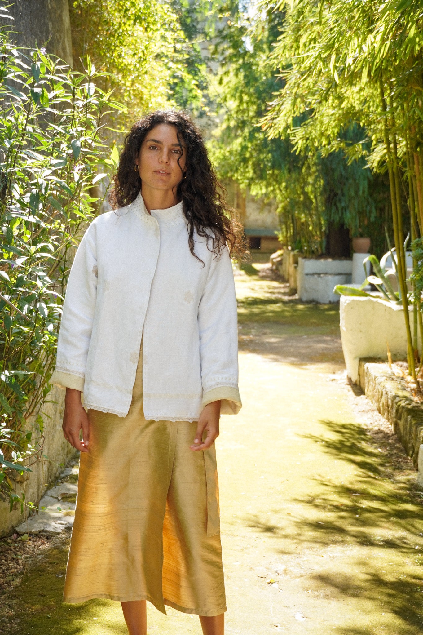 Giacca Colina - Fiori Beige e Canapa