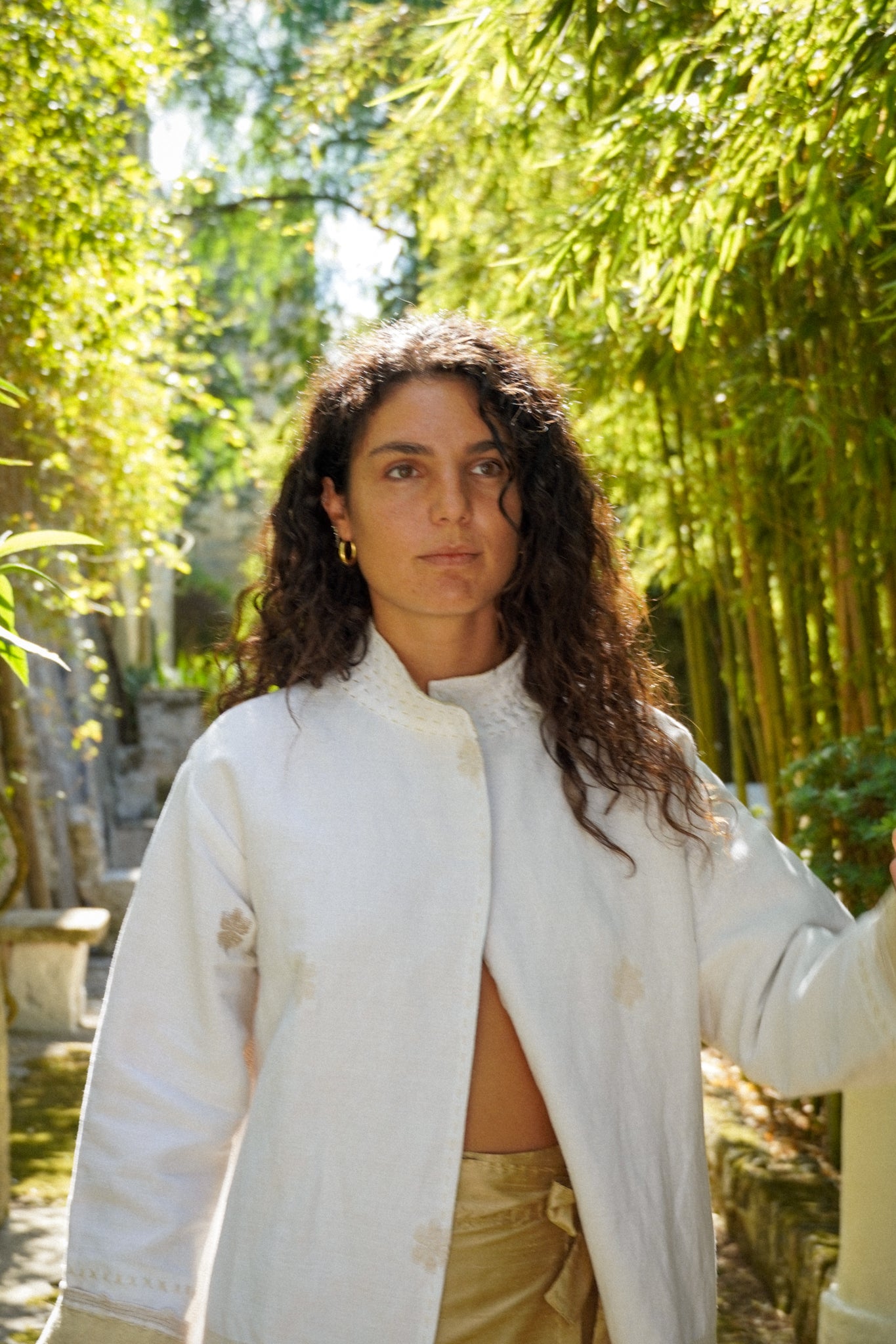 Giacca Colina - Fiori Beige e Canapa