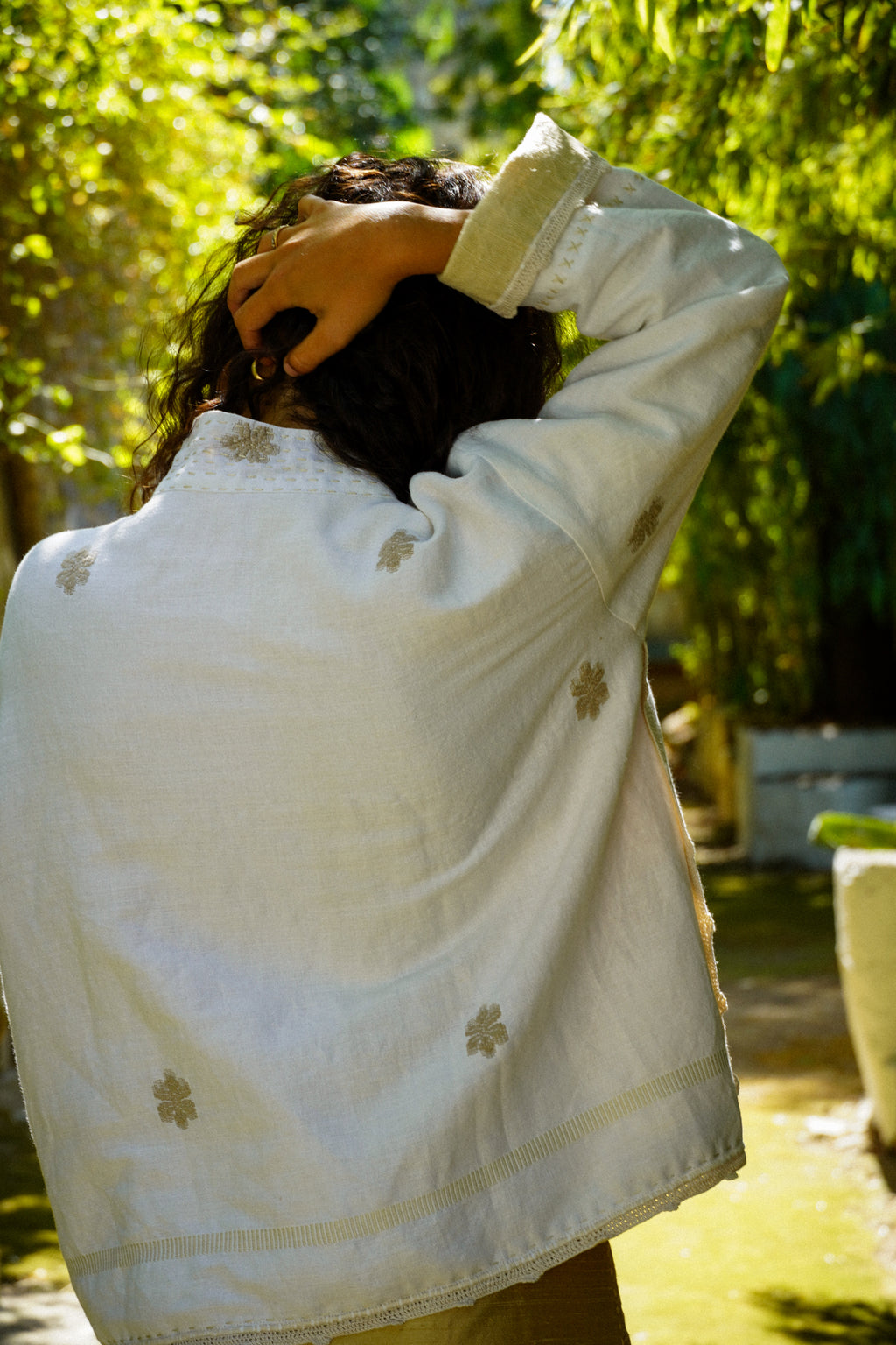 Giacca Colina - Fiori Beige e Canapa