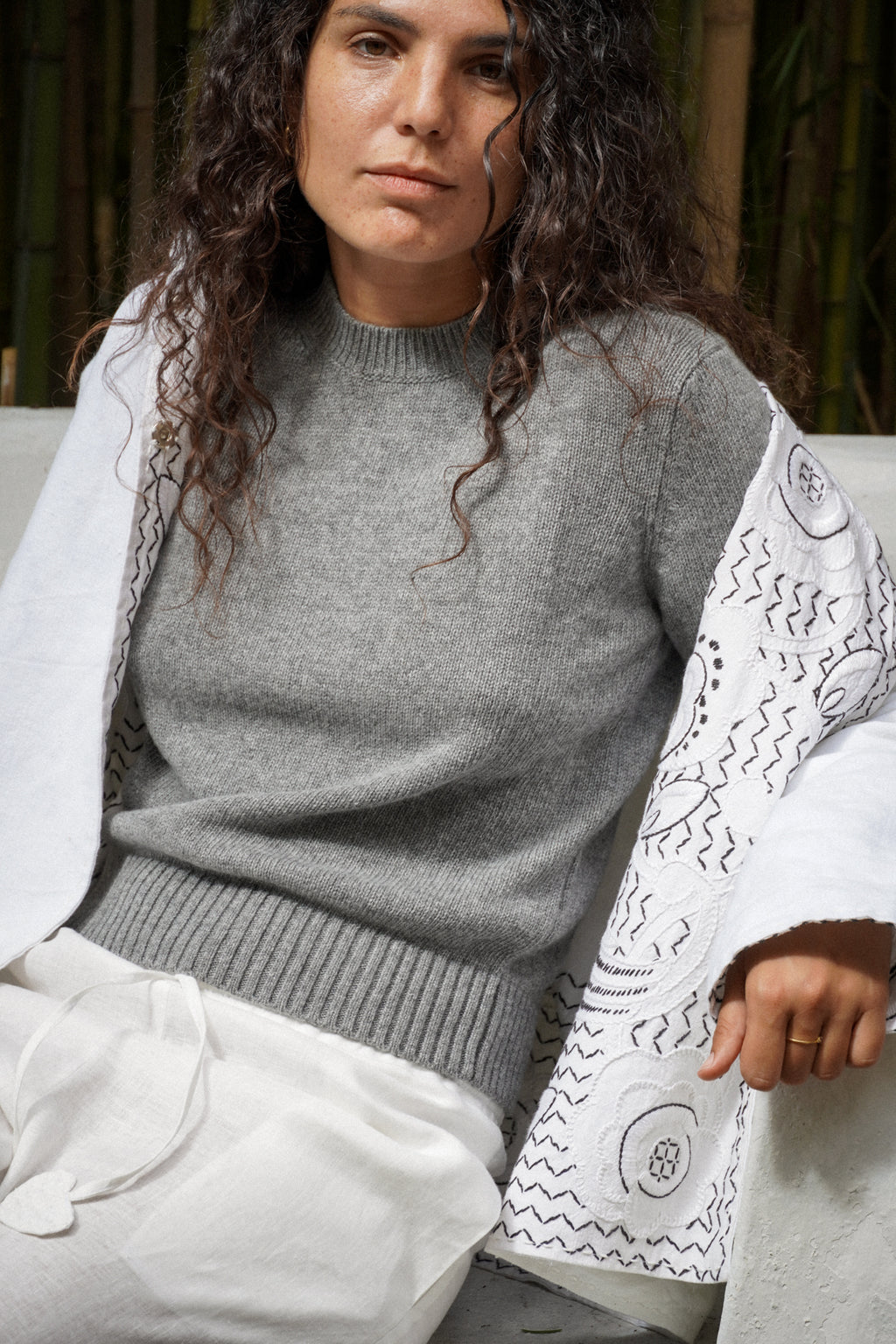 Giacca Colina - Ricamo Bianco e Nero