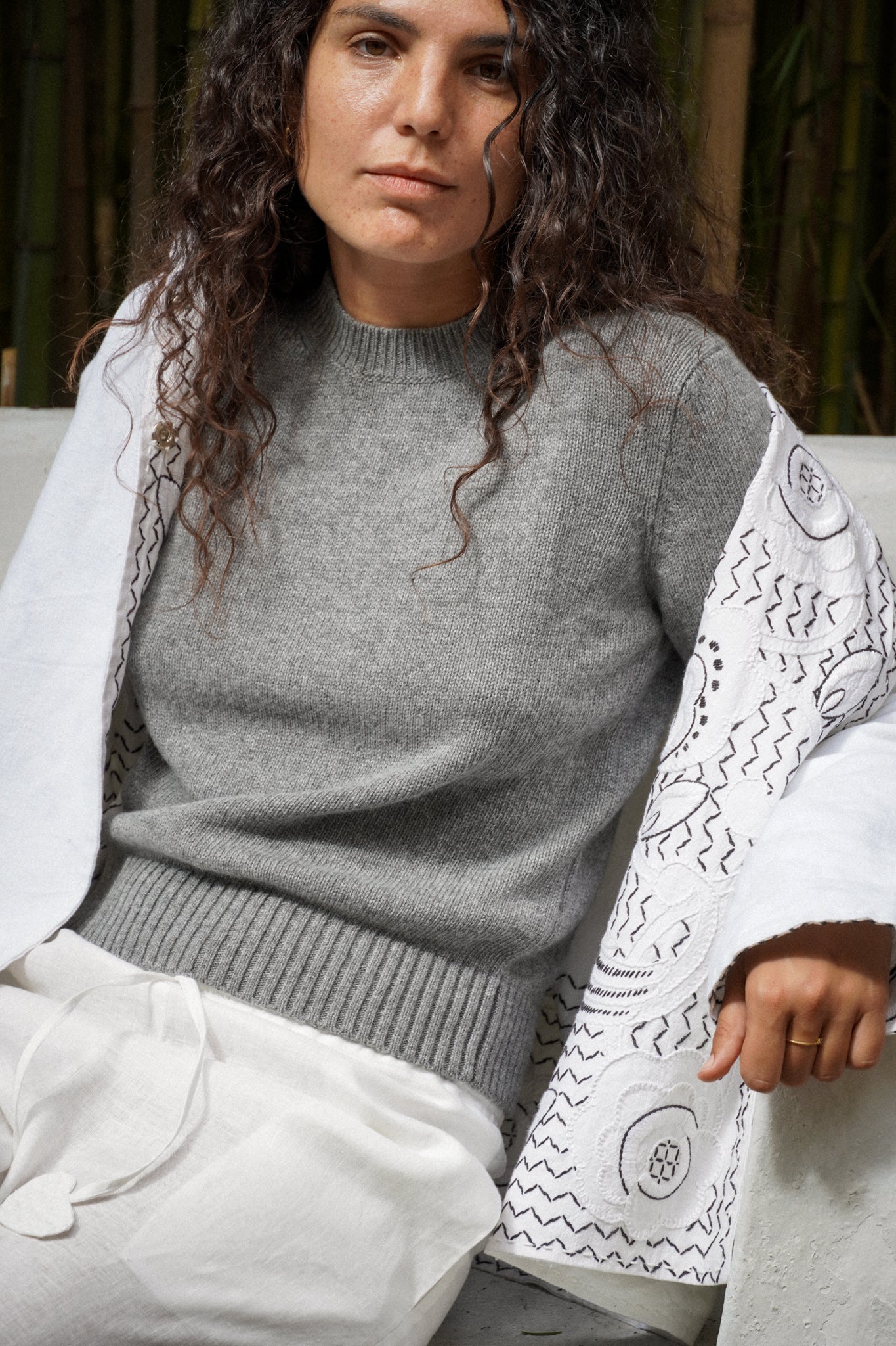 Giacca Colina - Ricamo Bianco e Nero