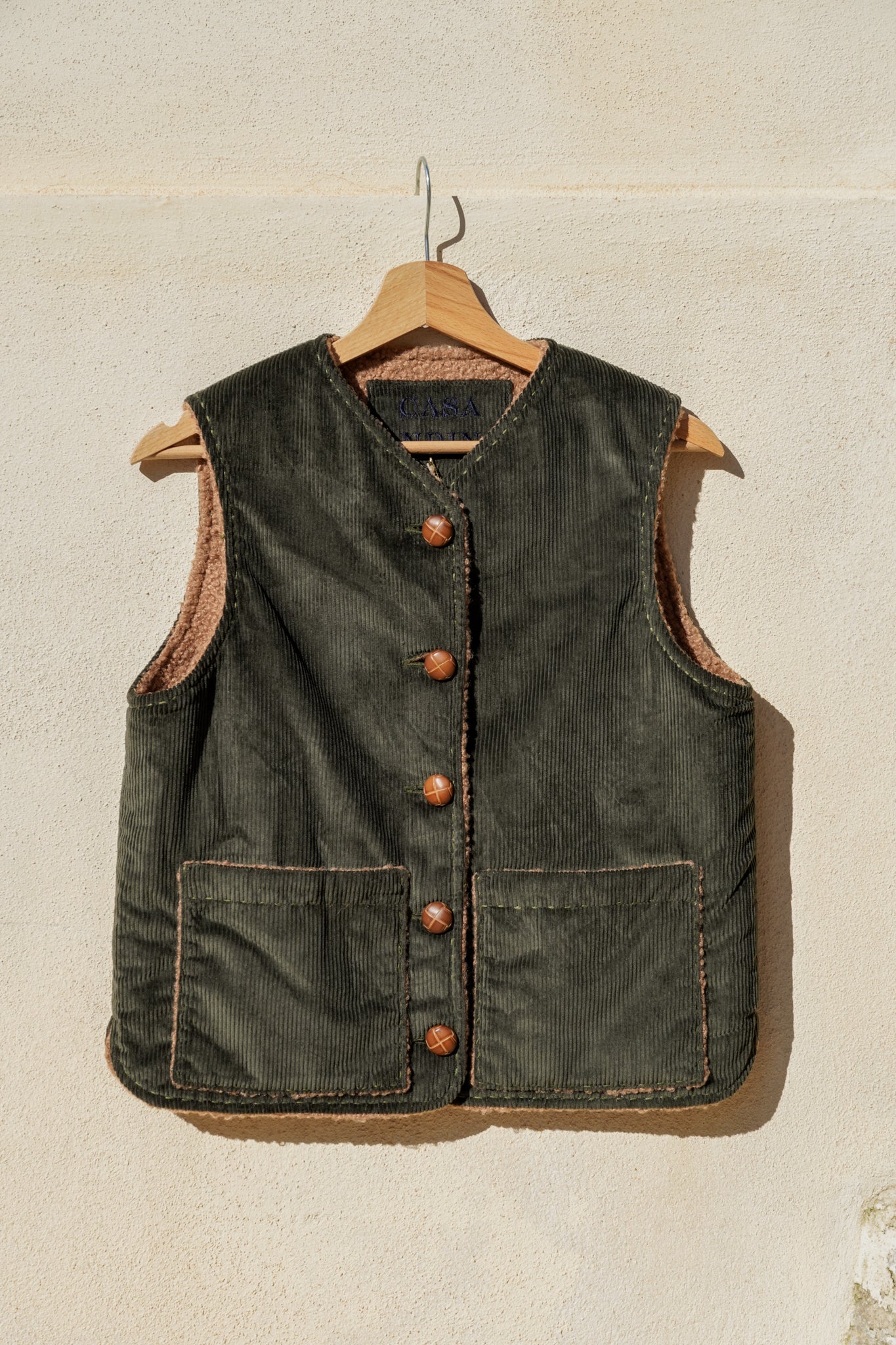 Vest Felicia - Green Courderoy & Bouclé