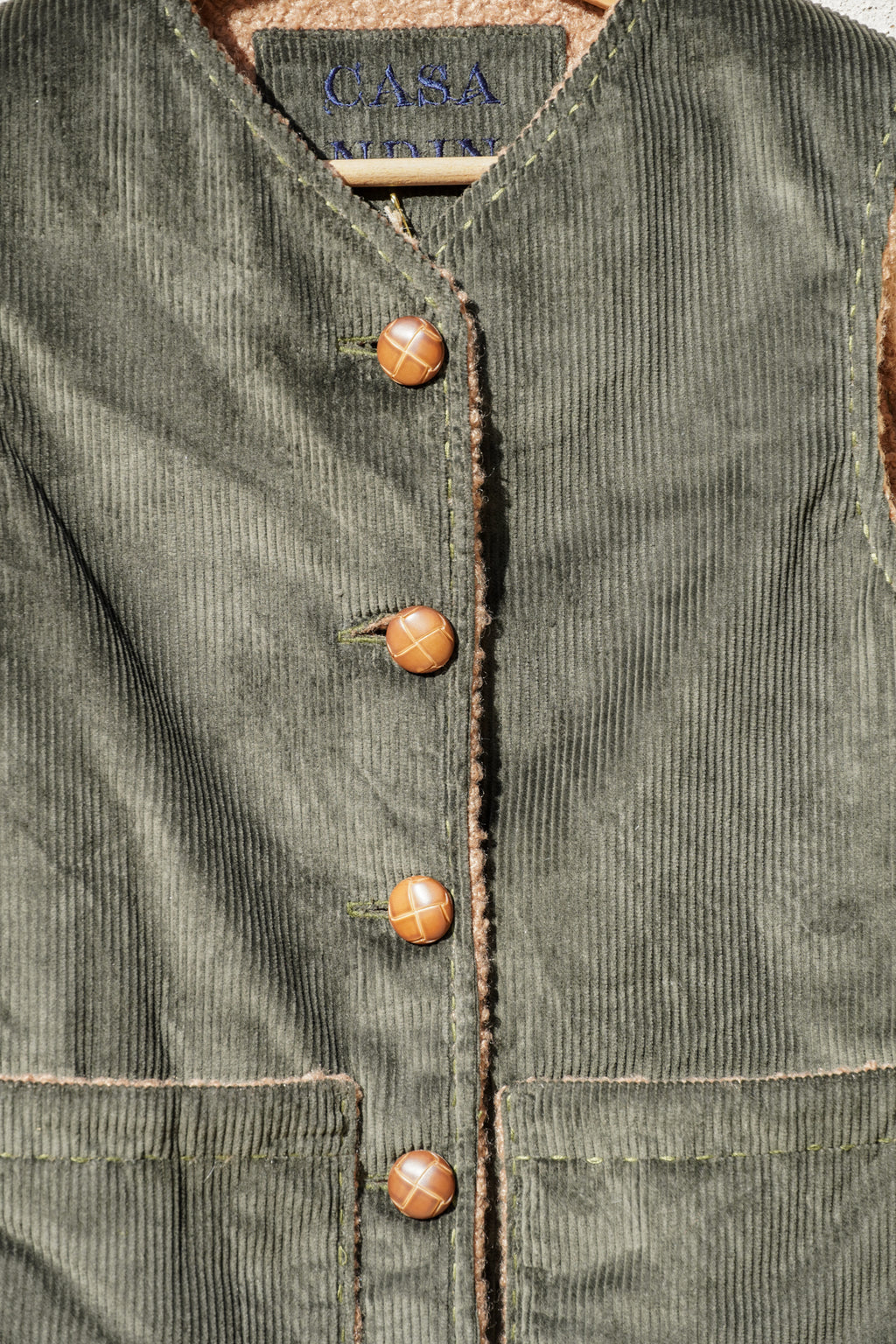 Vest Felicia - Green Courderoy & Bouclé