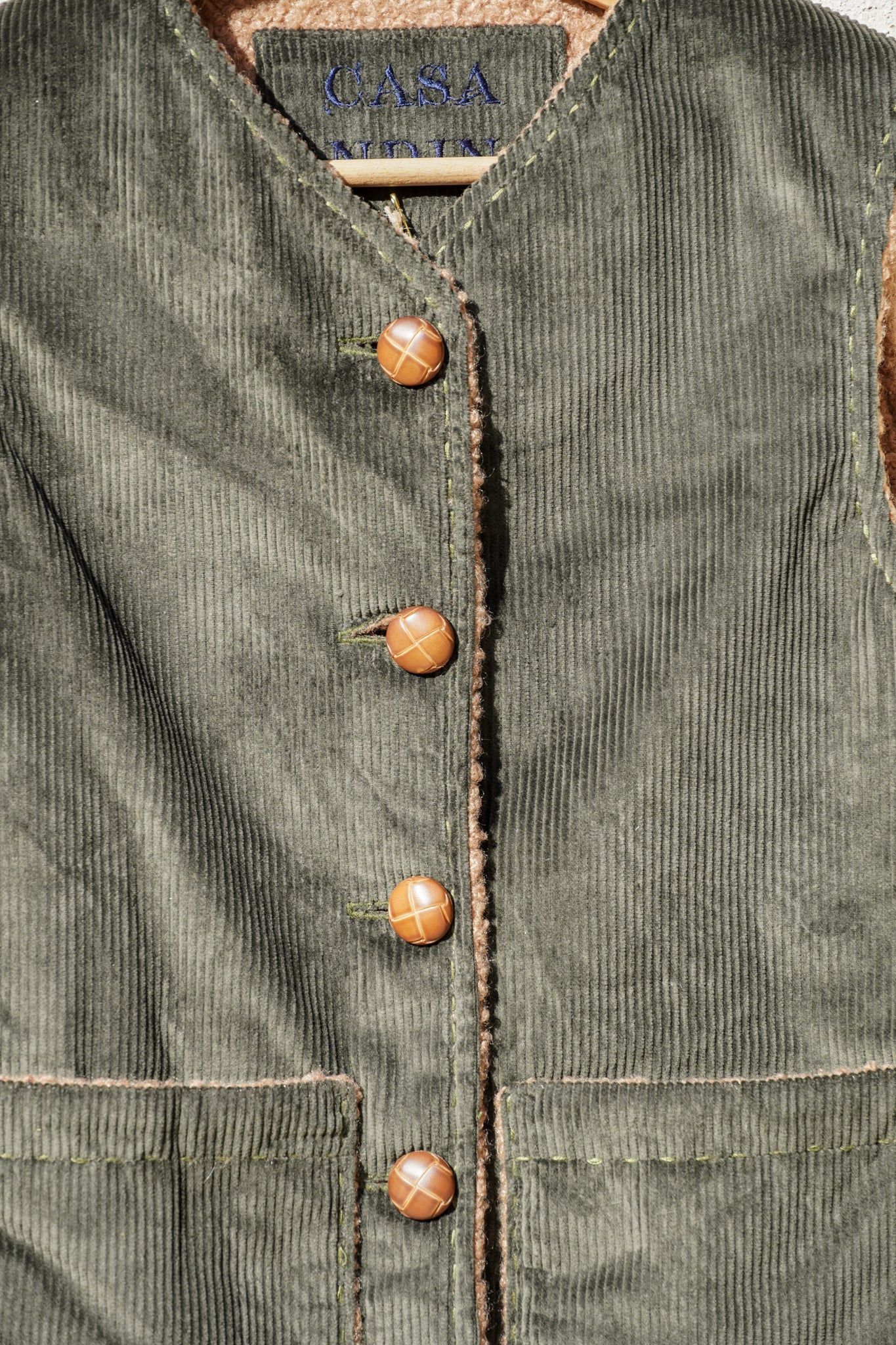 Vest Felicia - Green Courderoy & Bouclé