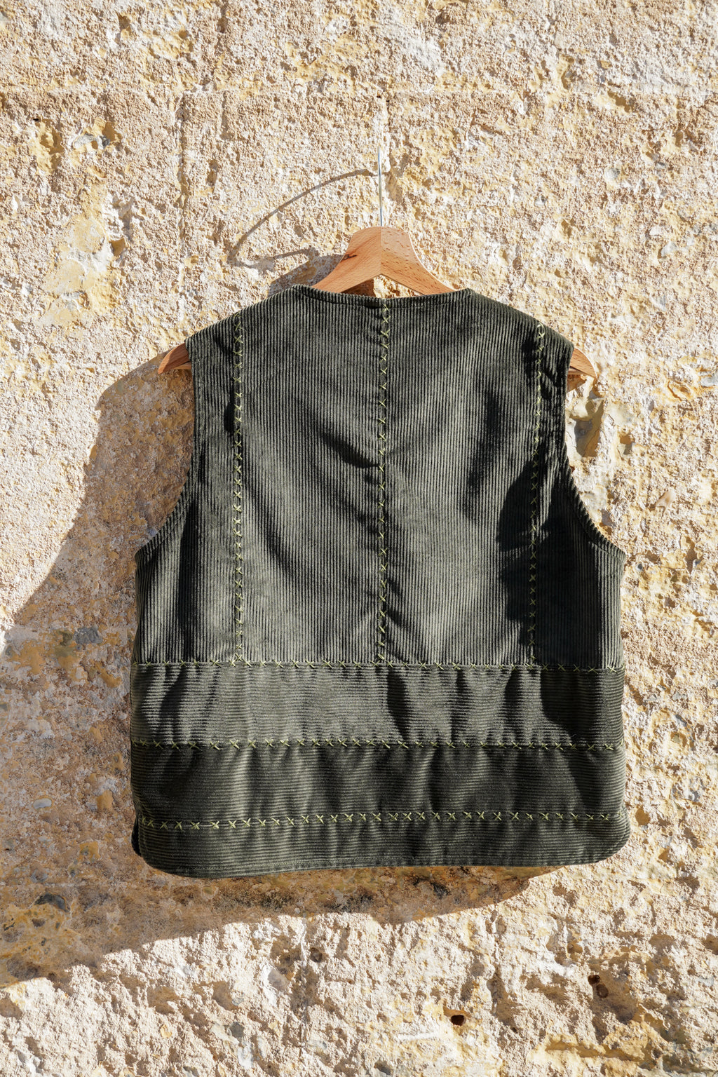 Vest Felicia - Green Corduroy & Tartan 002