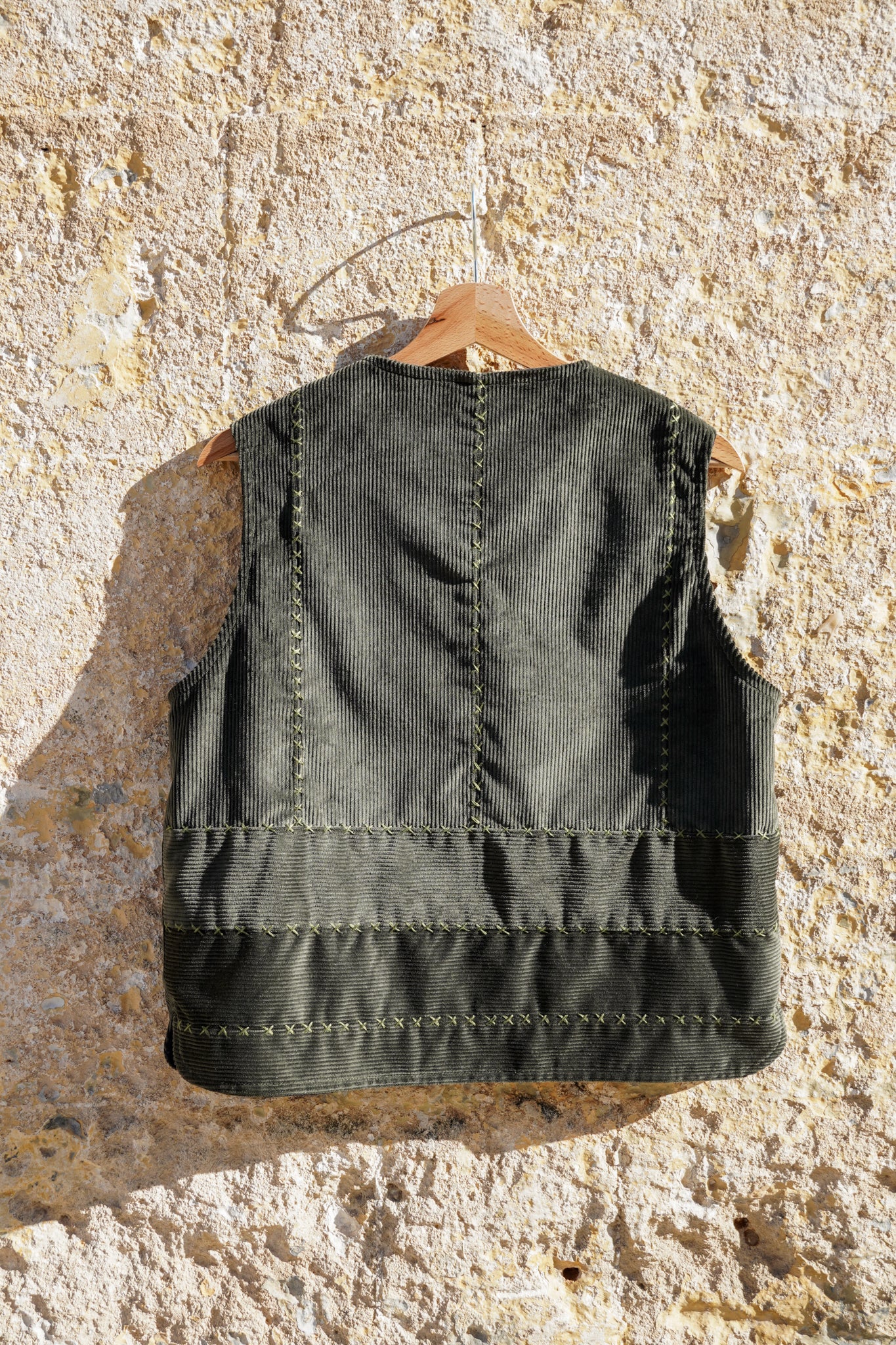 Vest Felicia - Green Corduroy & Tartan 002