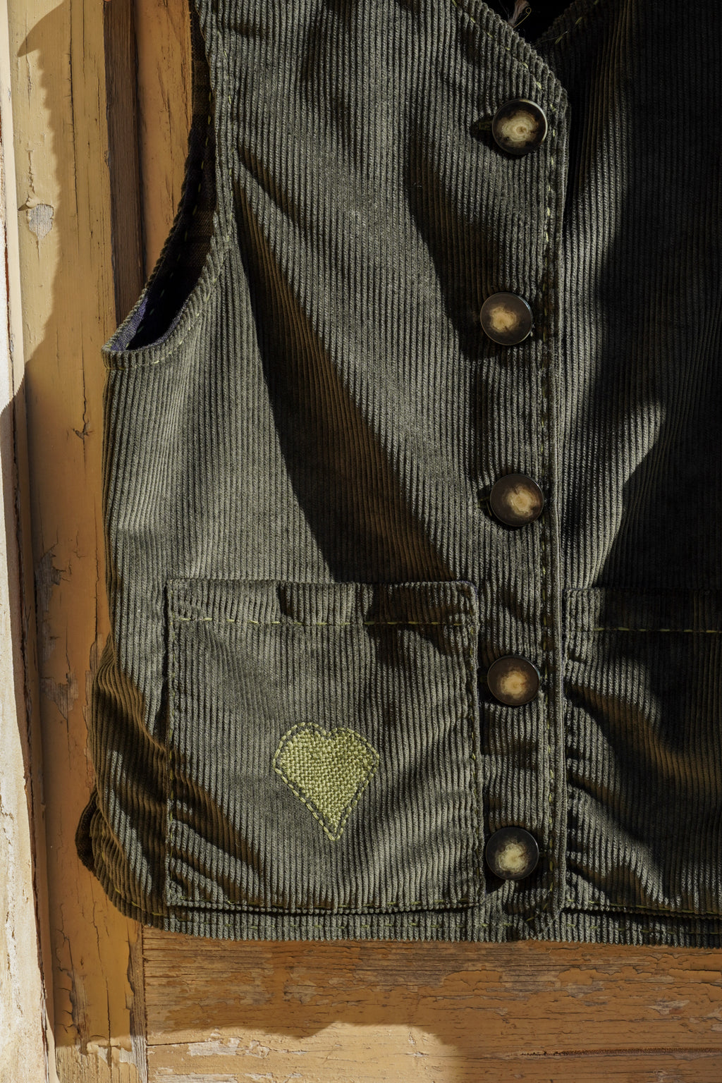 Vest Felicia - Green Corduroy & Tartan 001