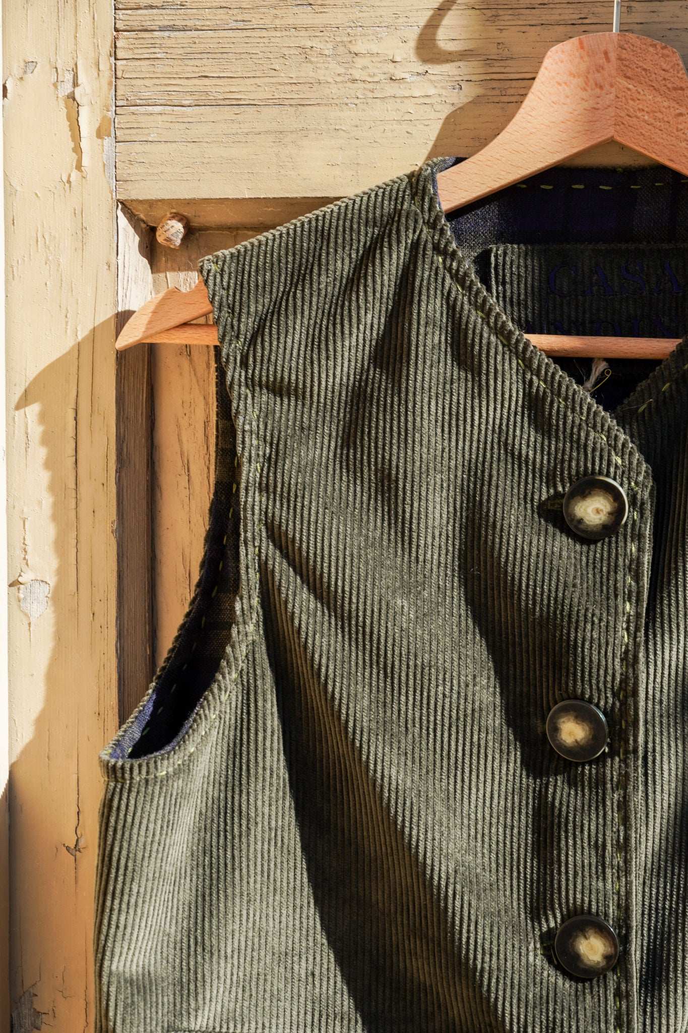 Vest Felicia - Green Corduroy & Tartan 001