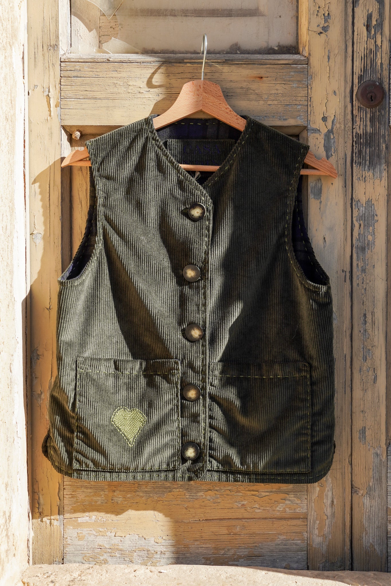 Vest Felicia - Green Corduroy & Tartan 001