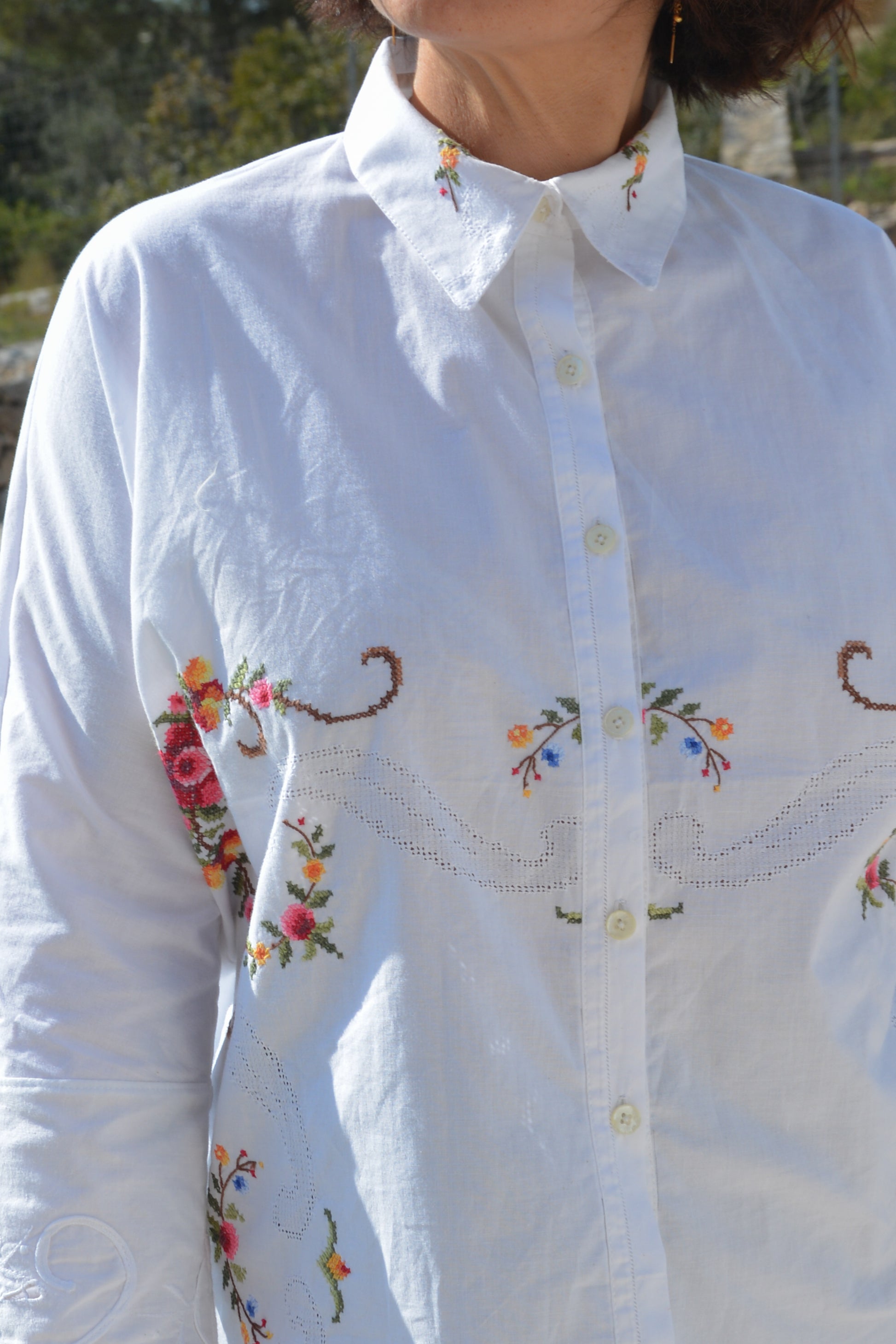 Camicia Bianca Camicia Ricamata A Mano Camicia Ricamata Alina Serma