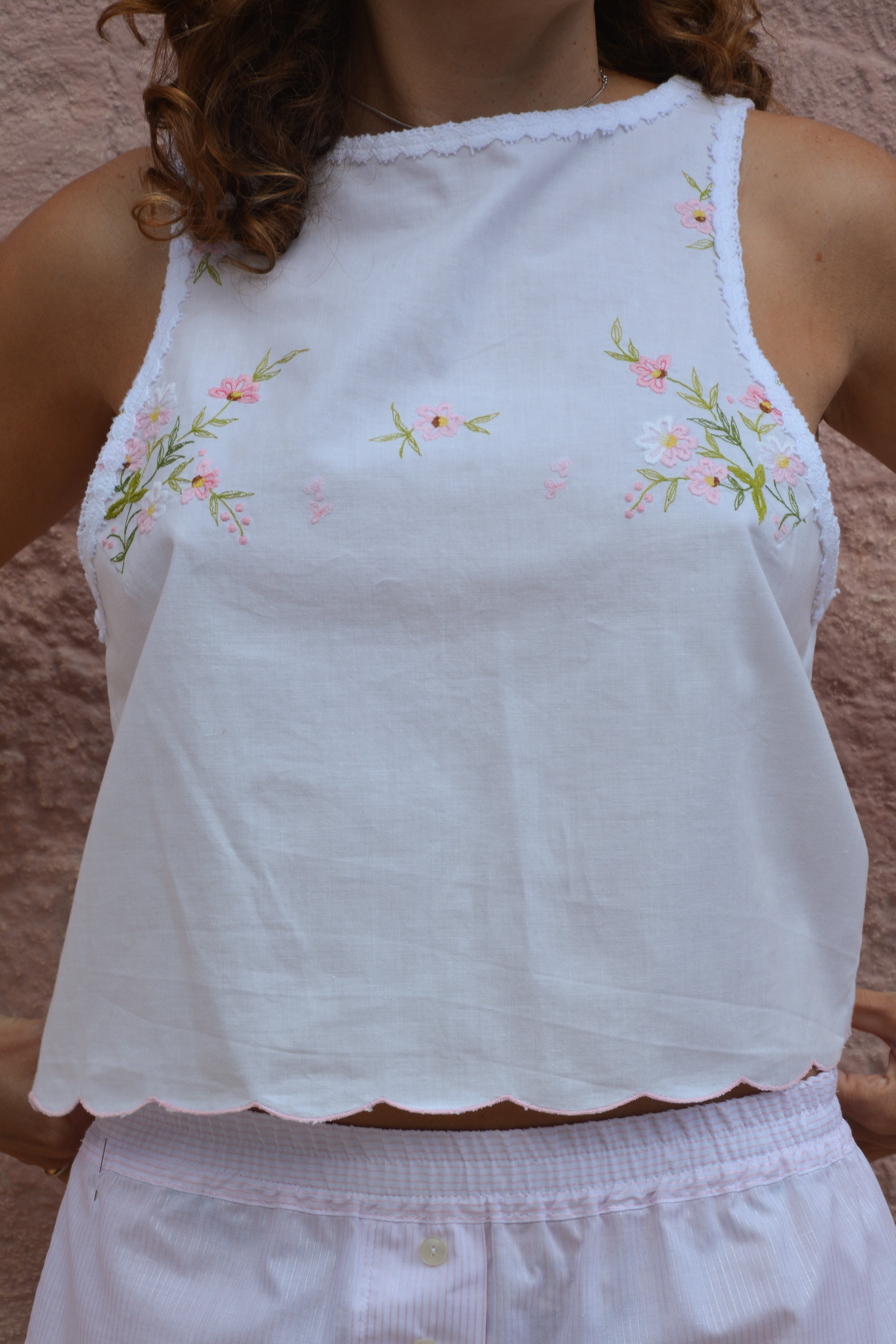 Top Faro - Ricamato Pastello